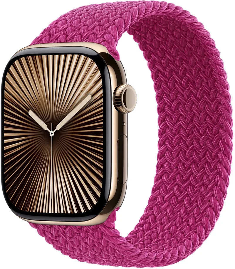 Gevlochten solobandje voor de Apple Watch | 38/40/41/42 mm - Maat 0 - Magenta fra Apple i Lilla, Size 1 (126 mm – 132 mm) – produktbillede