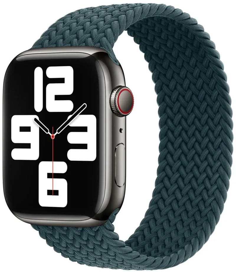 Gevlochten solobandje voor de Apple Watch | 38/40/41/42 mm - Maat 1 - Rainforest by Apple in Green, Size 1 (133 mm – 138 mm) – product photo