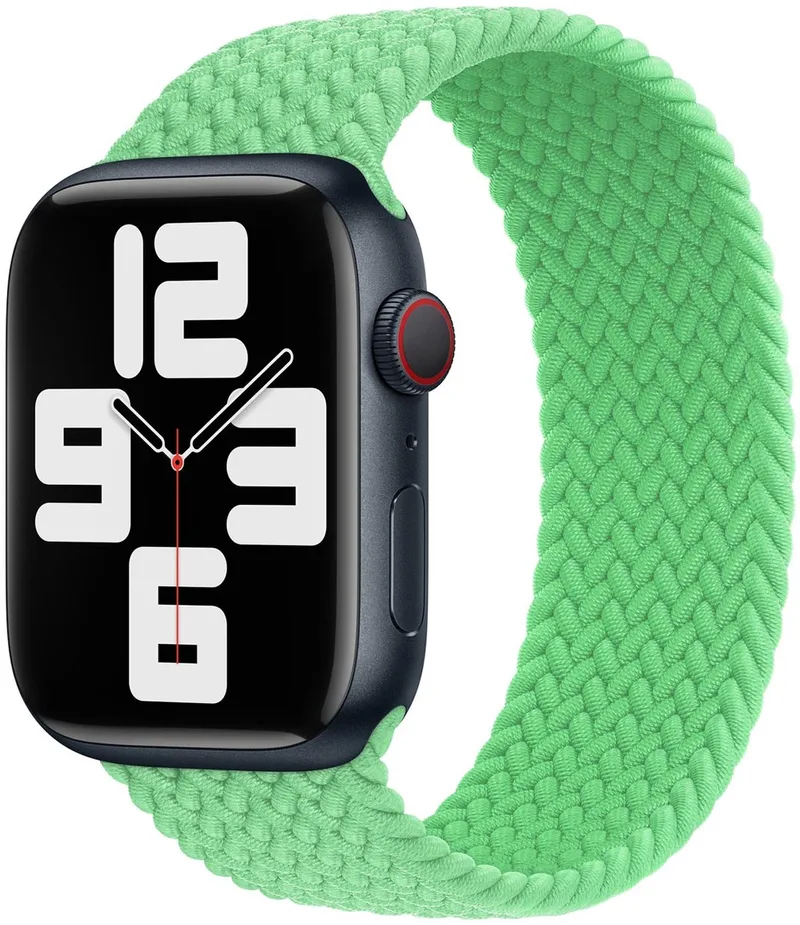 Gevlochten solobandje voor de Apple Watch | 44/45/46/49 mm - Maat 4 - Bright Green van Apple in Groen, Size 4 (151 mm – 156 mm) – productfoto