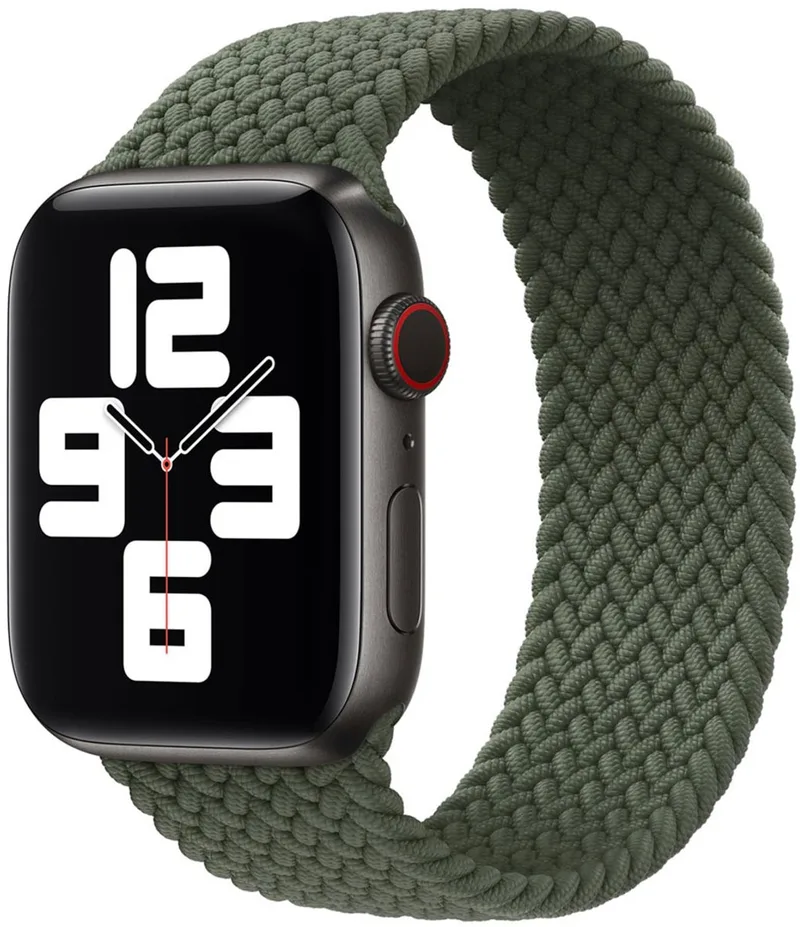 Gevlochten solobandje voor de Apple Watch | 44/45/46/49 mm - Maat 11 - Inverness Green van Apple in Groen, Size 11 (193 mm – 198 mm) – productfoto