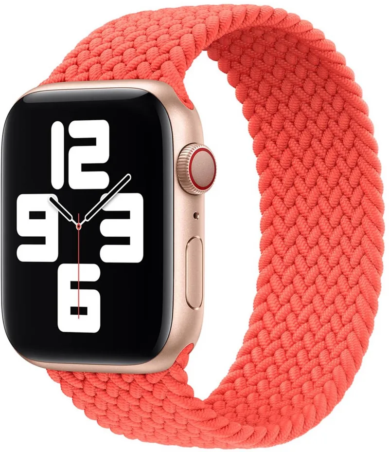Gevlochten solobandje voor de Apple Watch | 44/45/46/49 mm - Maat 12 - Electric Orange by Apple in Orange, Size 12 (199 mm – 206 mm) – product photo
