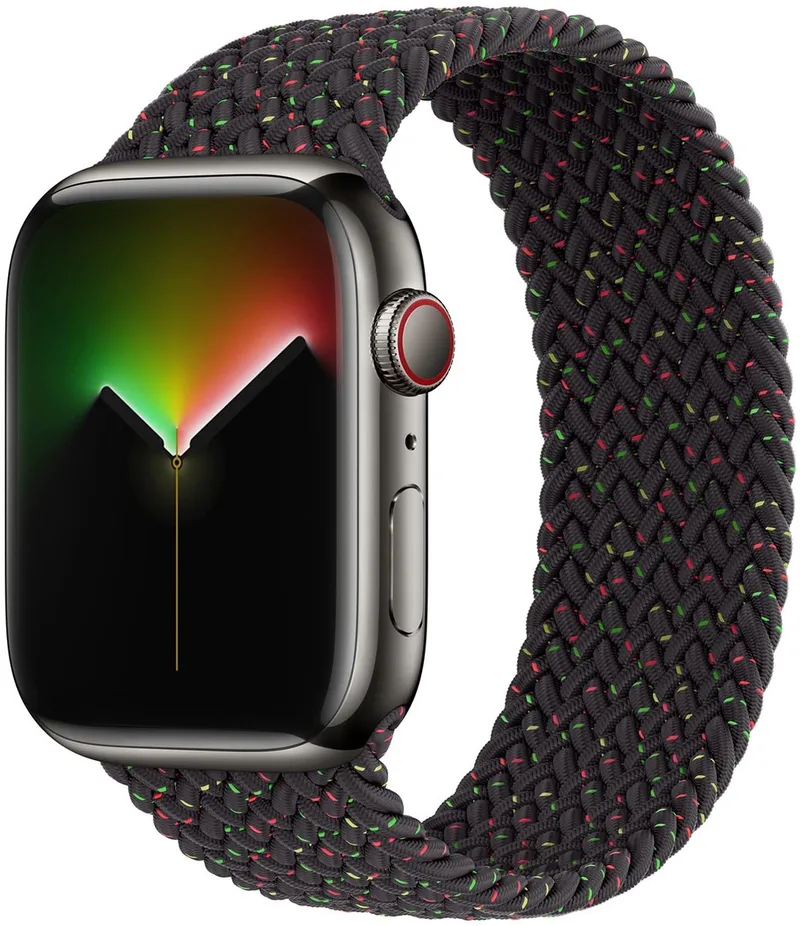 Gevlochten solobandje voor de Apple Watch | 44/45/46/49 mm - Maat 1 - Black Unity by Apple in Black Unity, Size 1 (133 mm – 138 mm) – product photo