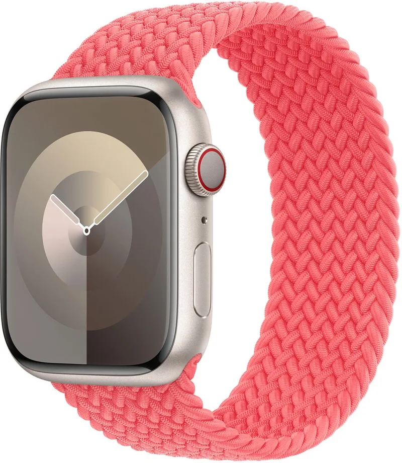 Gevlochten solobandje voor de Apple Watch | 44/45/46/49 mm - Maat 5 - Guava by Apple in Pink, Size 5 (157 mm – 162 mm) – product photo