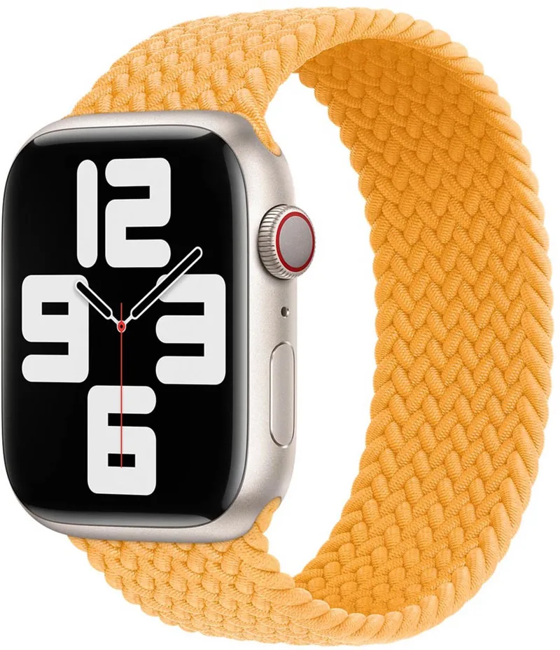 Gevlochten solobandje voor de Apple Watch | 44/45/46/49 mm - Maat 10 - Maize van Apple in Geel, Size 10 (187 mm – 192 mm) – productfoto