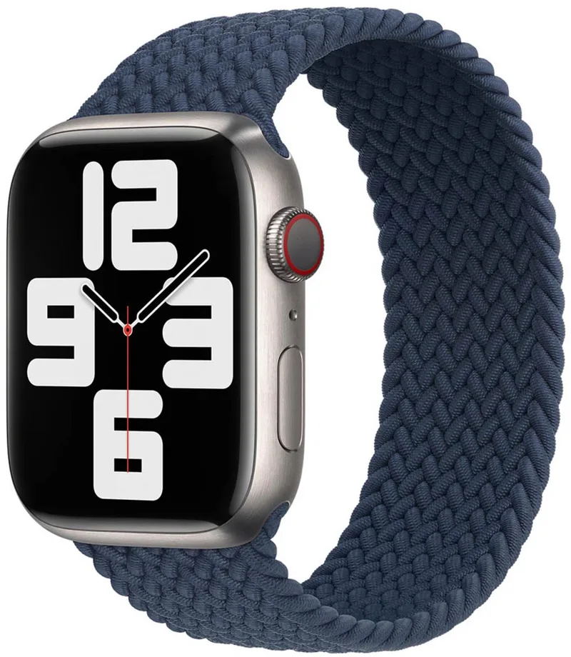 Gevlochten solobandje voor de Apple Watch | 44/45/46/49 mm - Maat 11 - Abyss Blue by Apple in Dark blue, Size 11 (193 mm – 198 mm) – product photo