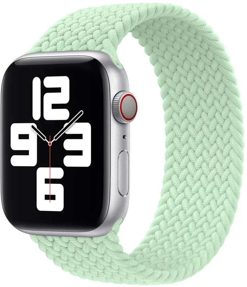 Gevlochten solobandje voor de Apple Watch | 44/45/46/49 mm - Maat 10 - Pistachio van Apple in Lichtgroen, Size 10 (187 mm – 192 mm) – productfoto