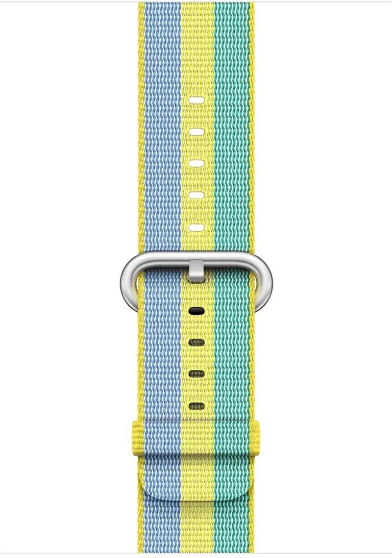 Geweven Nylon Bandje - SmartWatch - 45MM / 44MM / 42MM - Bandje Geel van Apple in Geel, Groen, Blauw – productfoto