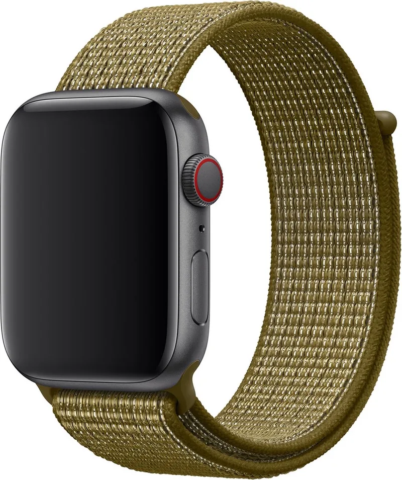 Nike Sport Loop Apple Watch 44mm / 45mm / 46mm / 49mm Flak van Apple in Olive – productfoto