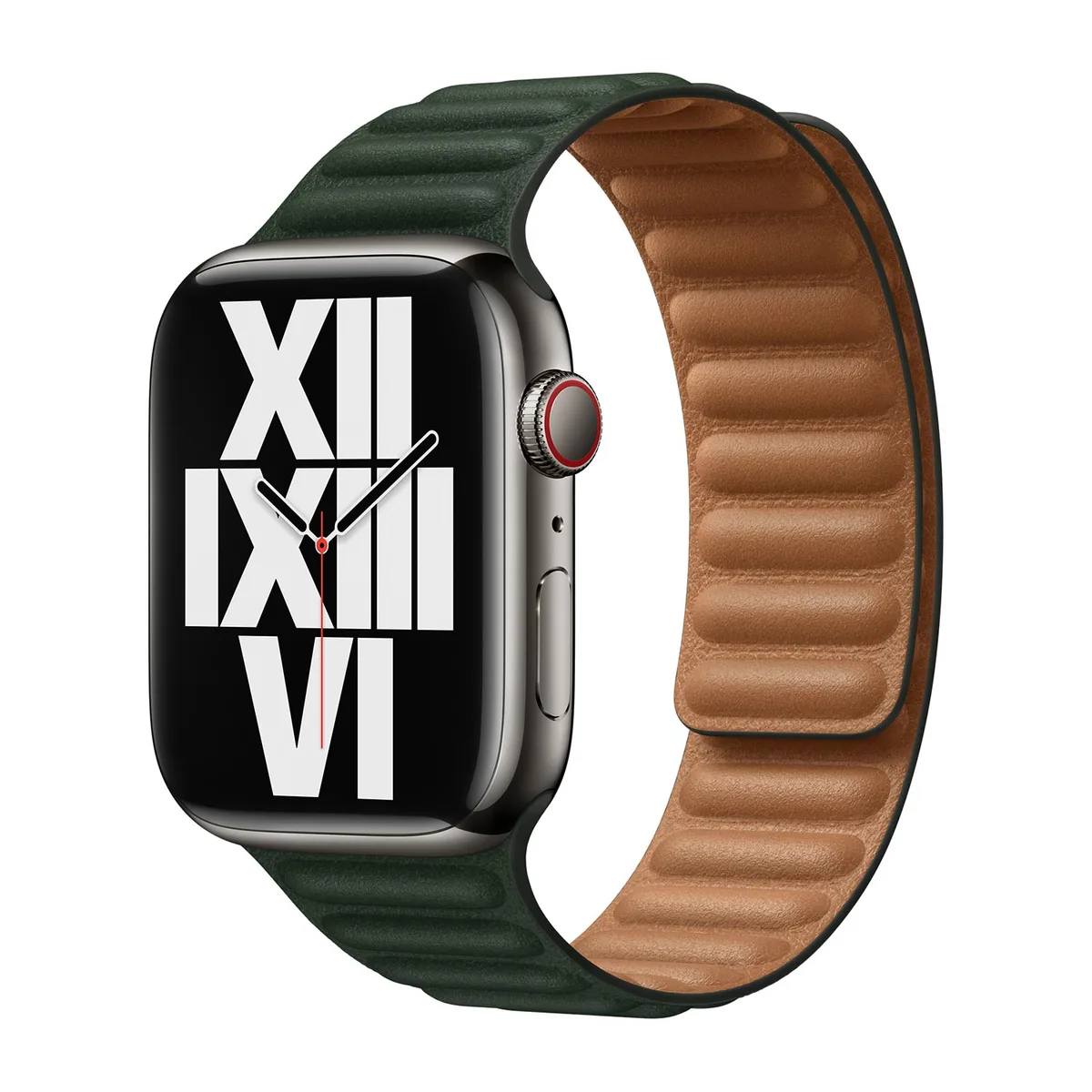 origineel Leather Link Apple Watch M/L 38mm / 40mm / 41mm / 42mm Sequoia Green - ML7Q3ZM/A van Apple – productfoto