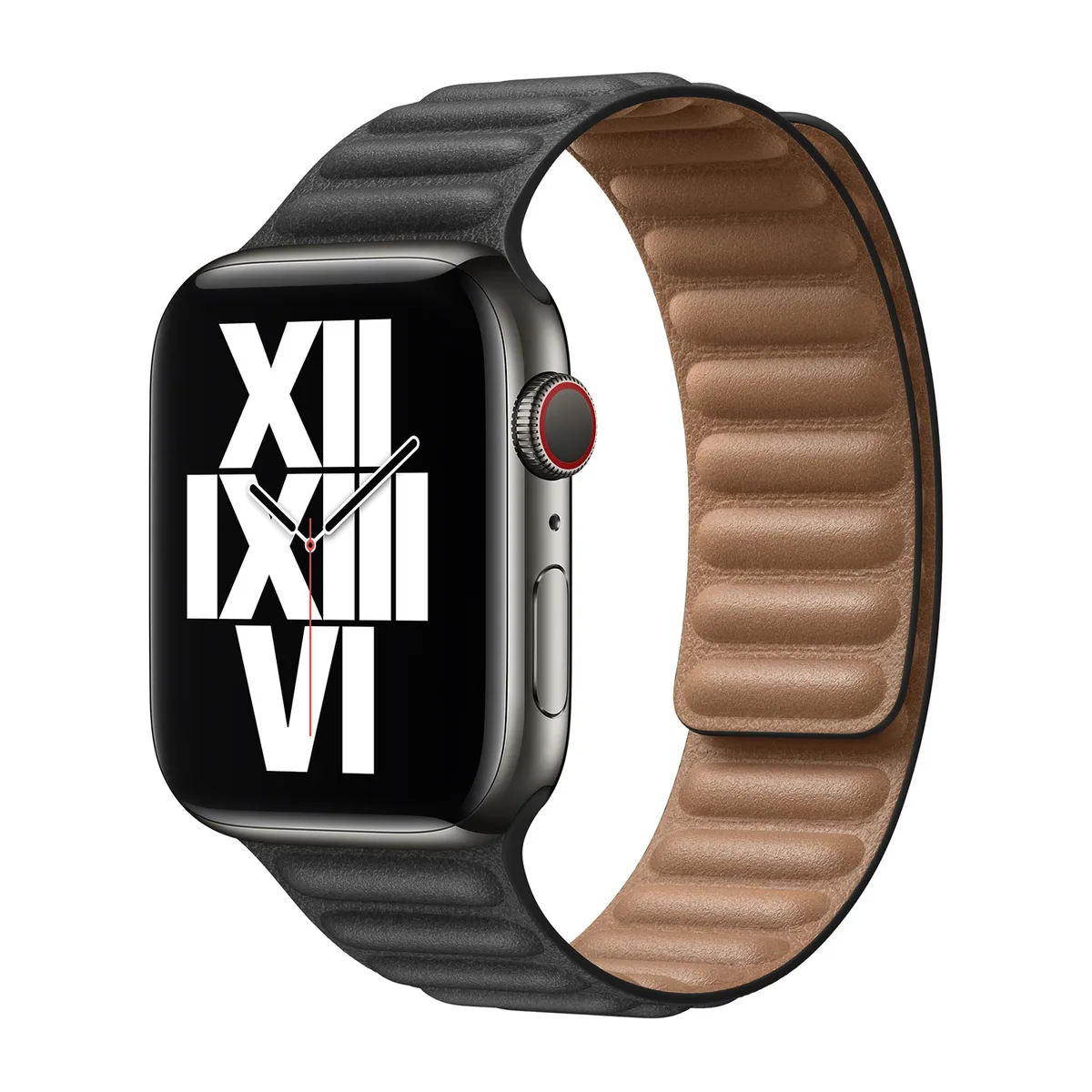 origineel Leather Link Apple Watch M/L 44mm / 45mm / 46mm Black - MY9N2ZM/A van Apple – productfoto