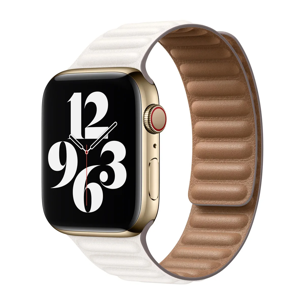 origineel Leather Link Apple Watch M/L 44mm / 45mm / 46mm Chalk - MJKT3ZM/A van Apple – productfoto