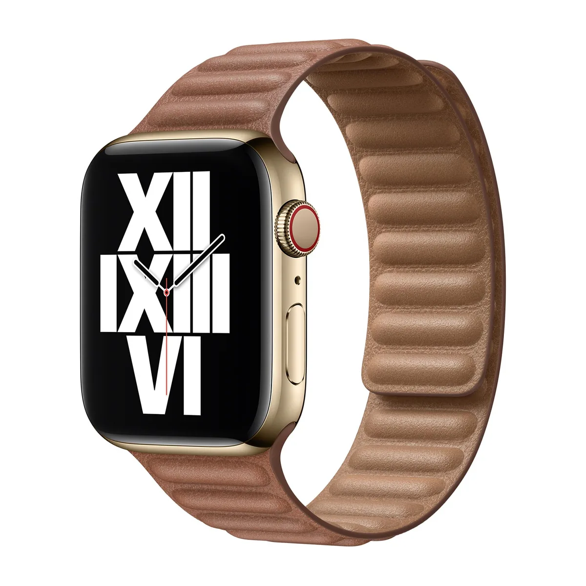 origineel Leather Link Apple Watch M/L 44mm / 45mm / 46mm Saddle Brown - MY9J2ZM/A van Apple – productfoto