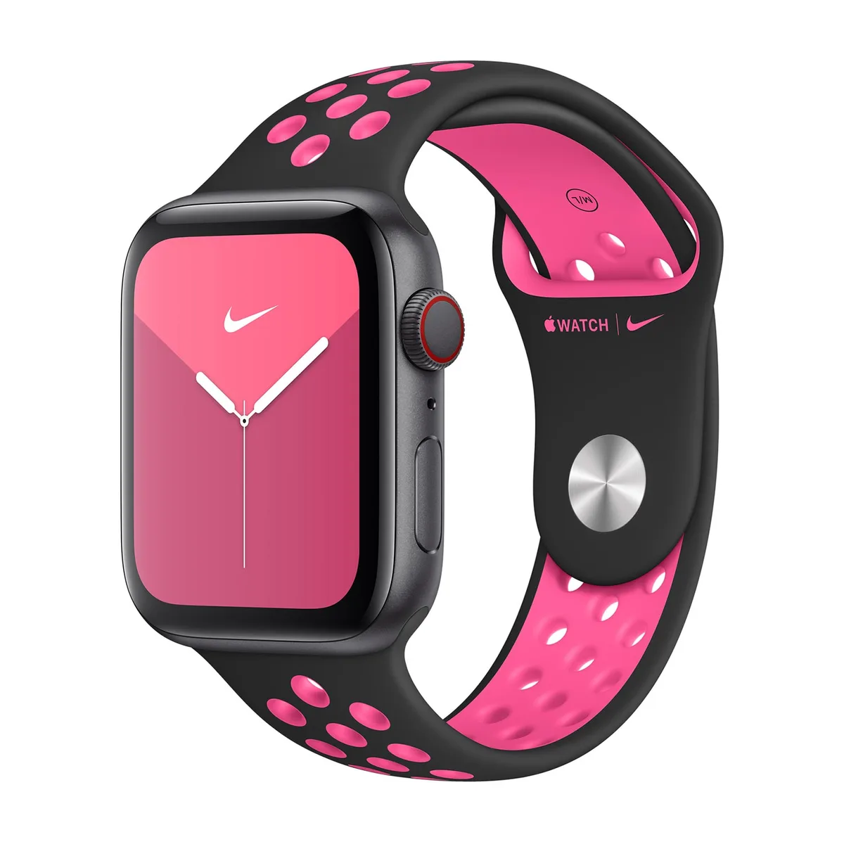 origineel Nike Sport Band Apple Watch 44mm / 45mm / 46mm / 49mm Black / Pink Blast - MWUC2ZM/A by Apple – product photo