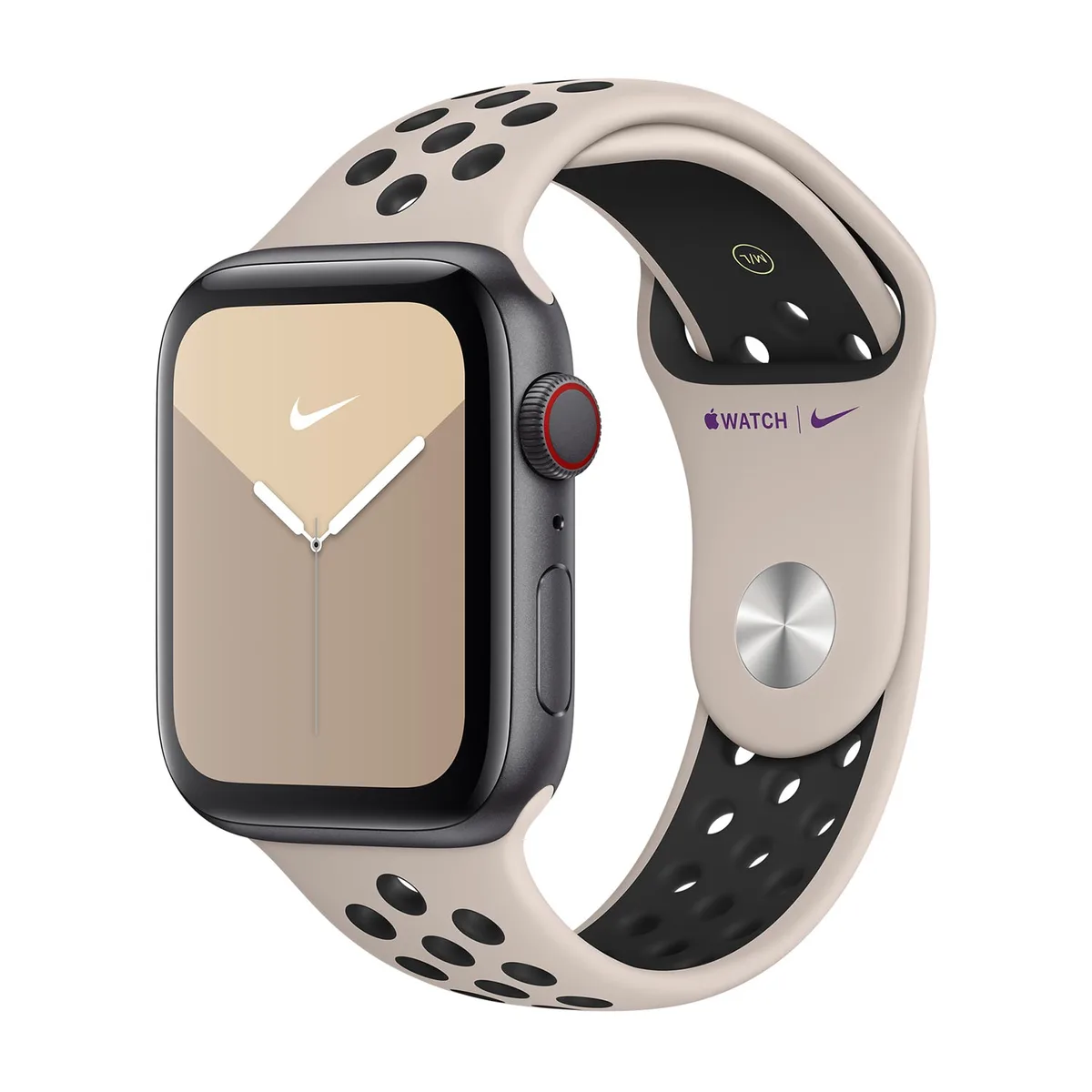 origineel Nike Sport Band Apple Watch 44mm / 45mm / 46mm / 49mm Desert Sand / Black - MWUD2ZM/A van Apple – productfoto