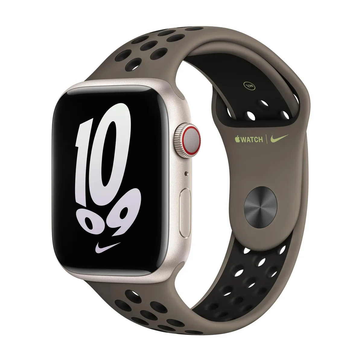 origineel Nike Sport Band Apple Watch 44mm / 45mm / 46mm / 49mm Olive Grey / Black - MPH73ZM/A von Apple – Produktfoto