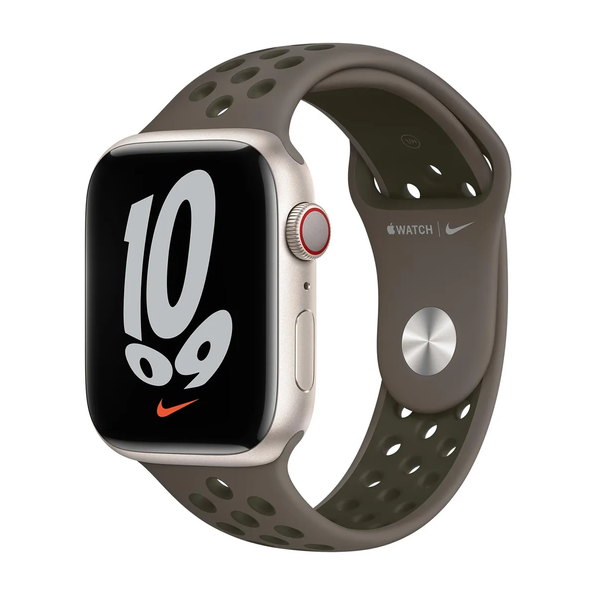 origineel Nike Sport Band Apple Watch 44mm / 45mm / 46mm / 49mm Olive Gray / Cargo Khaki - ML8D3ZM/A von Apple – Produktfoto
