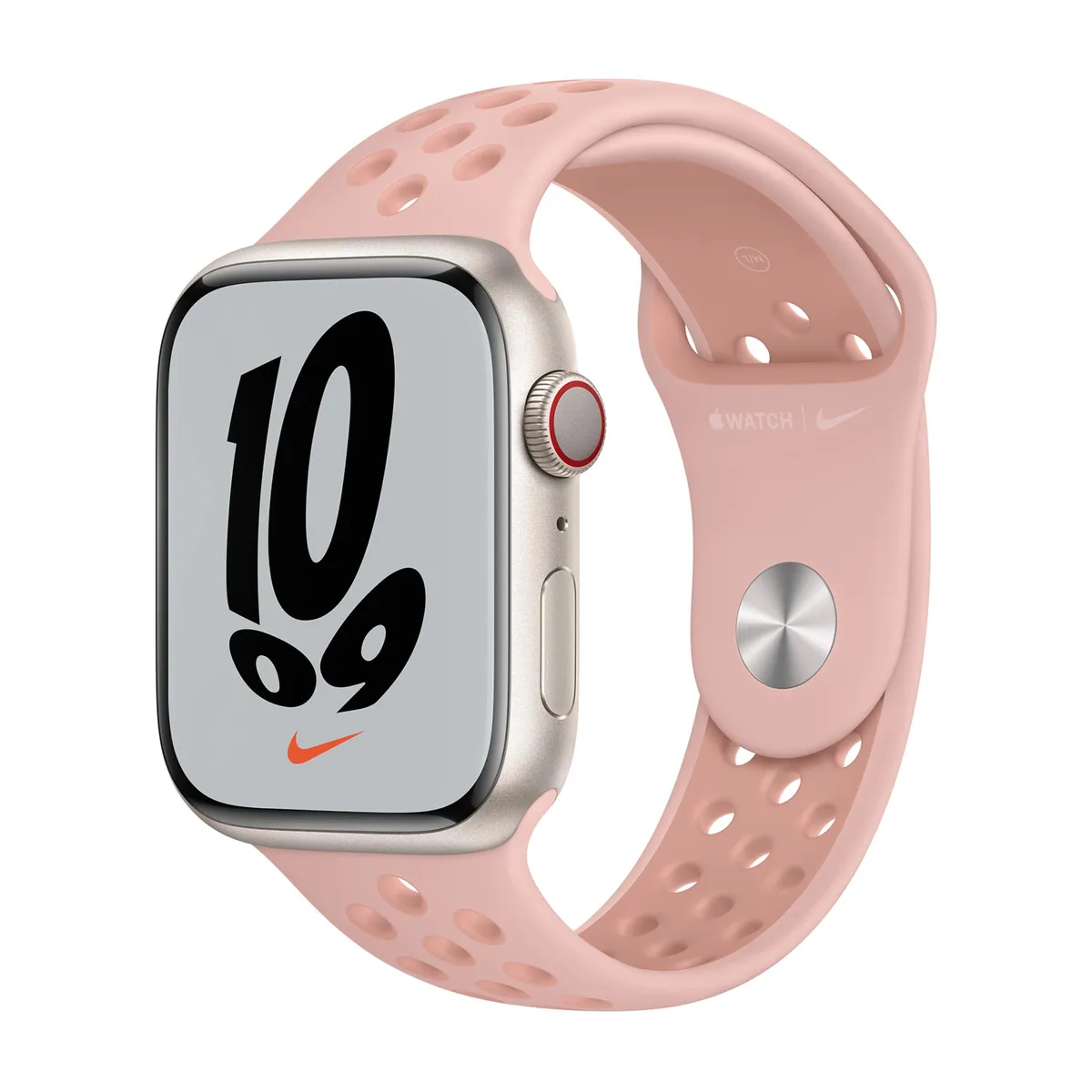 origineel Nike Sport Band Apple Watch 44mm / 45mm / 46mm / 49mm Pink Oxford / Rose Whisper - MN6Q3ZM/A by Apple – product photo