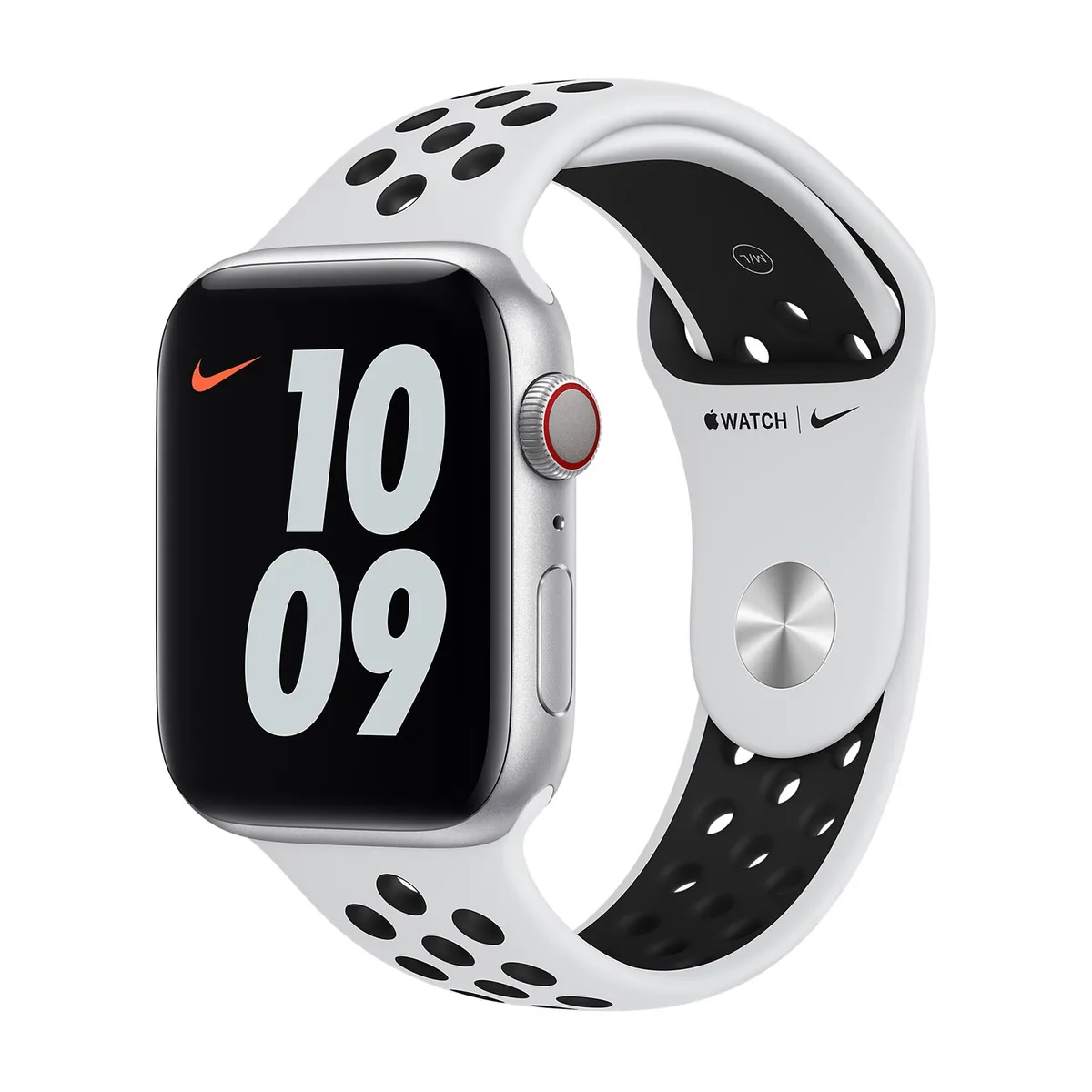 origineel Nike Sport Band Apple Watch 44mm / 45mm / 46mm / 49mm Pure Platinum / Black - MX8F2ZM/A by Apple – product photo