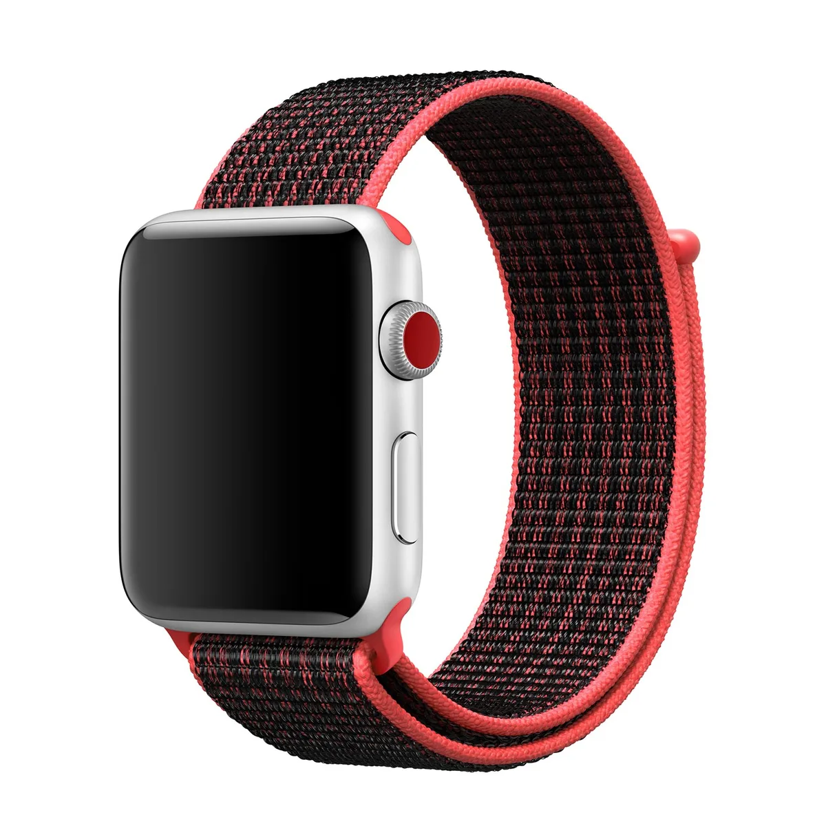 origineel Nike Sport Loop Apple Watch 38mm / 40mm / 41mm / 42mm Bright Crimson / Black - MRPD2ZM/A van Apple – productfoto