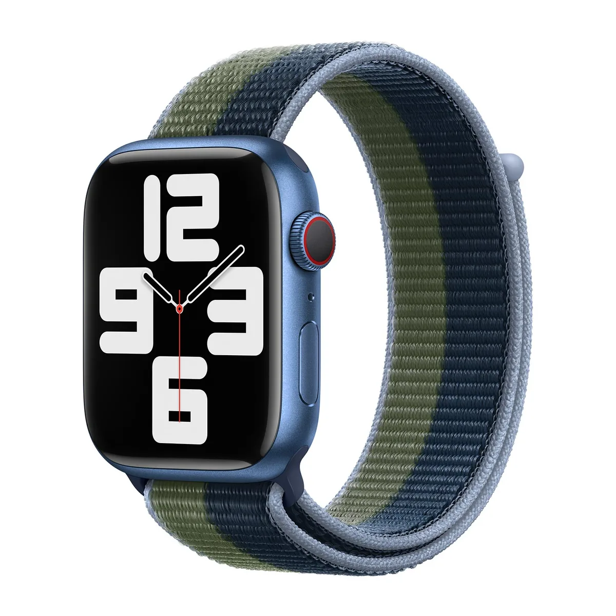 origineel Sport Loop Apple Watch 44mm / 45mm / 46mm / 49mm Abyss Blue / Moss Green - ML313AM/A van Apple – productfoto