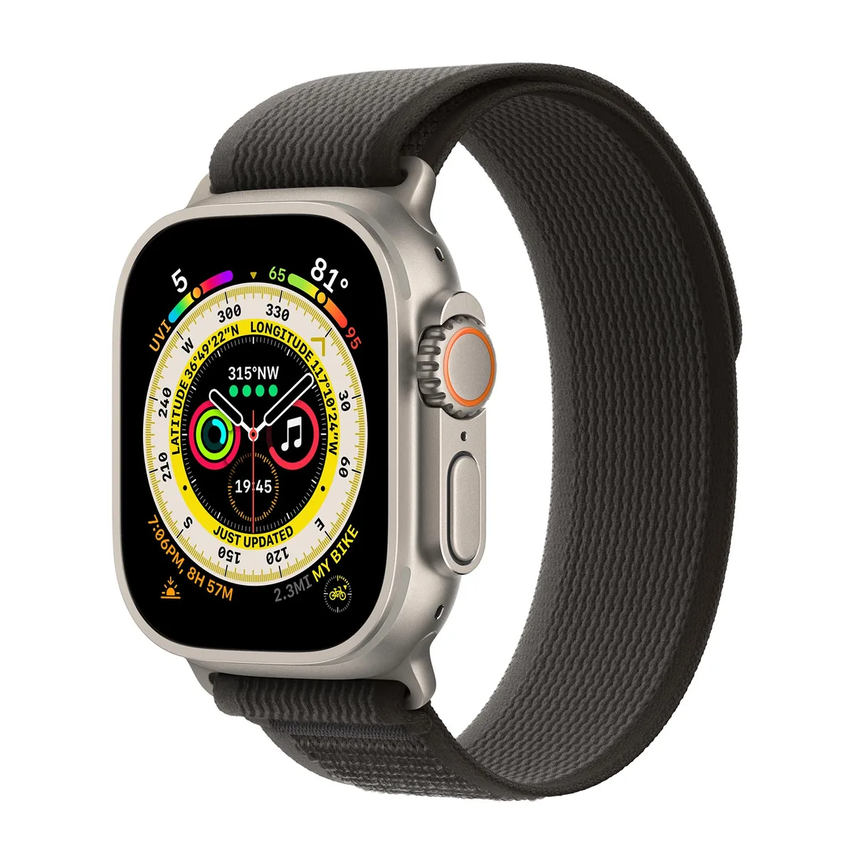 origineel Trail Loop Apple Watch 44mm / 45mm / 46mm / 49mm S/M Black / Gray - MQEP3ZM/A van Apple – productfoto