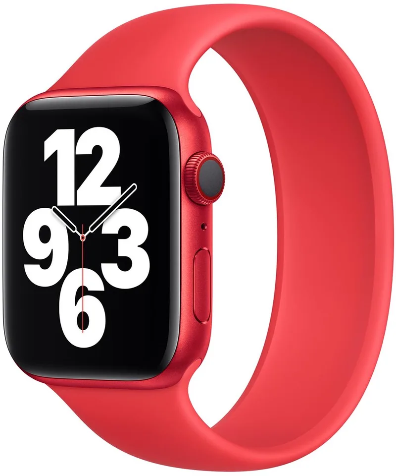 Siliconen solobandje voor de Apple Watch | 38/40/41/42 mm - Maat 5 - (Product) Red de Apple en Rouge, Size 5 (157 mm – 162 mm) – photo produit