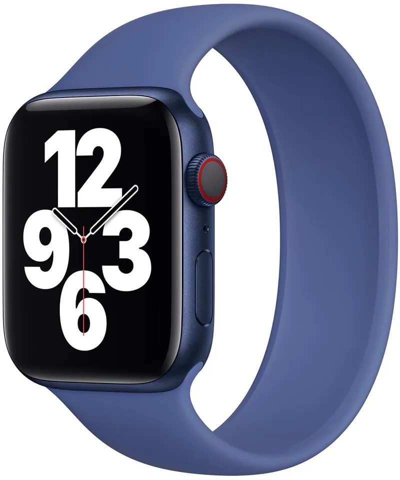Siliconen solobandje voor de Apple Watch | 38/40/41/42 mm - Maat 2 - Toma Blue de Apple en Bleu, Size 2 (139 mm – 144 mm) – photo produit