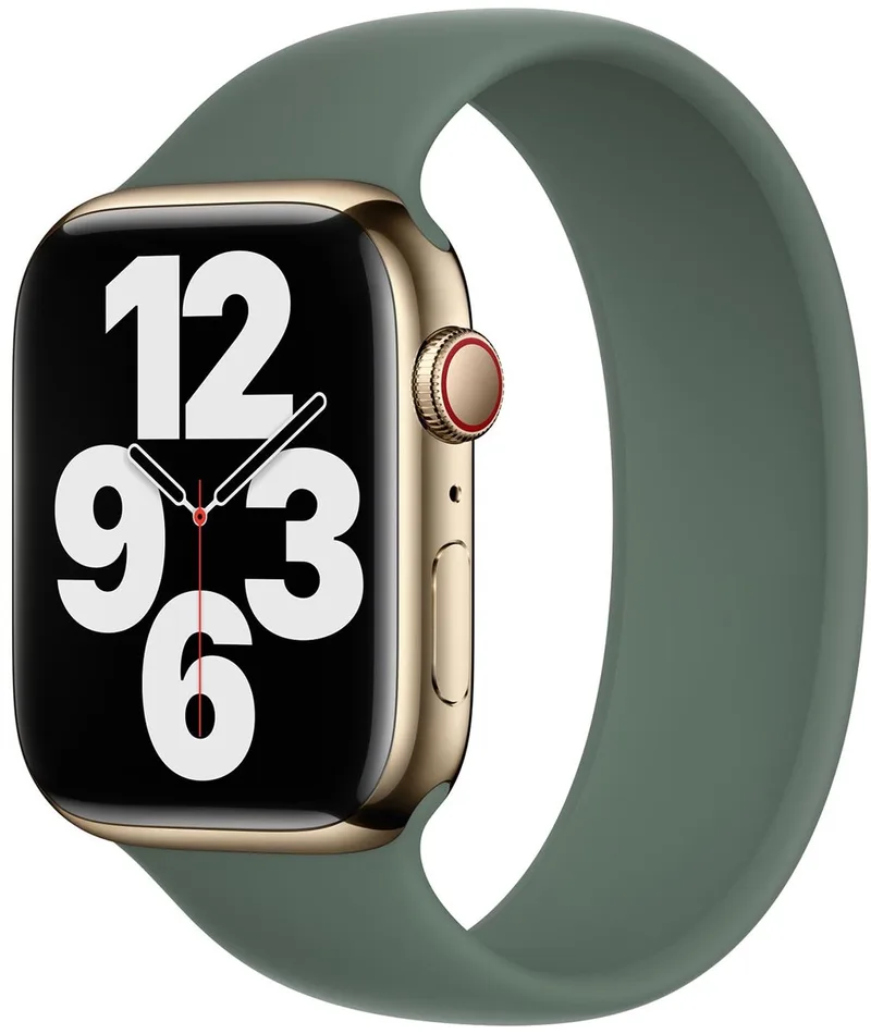 Siliconen solobandje voor de Apple Watch | 38/40/41/42 mm - Maat 7 - Eucalyptus by Apple in Green, Size 7 (169 mm – 174 mm) – product photo
