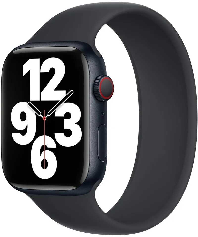 Siliconen solobandje voor de Apple Watch | 38/40/41/42 mm - Maat 6 - Midnight de Apple en Bleu foncé, Size 6 (163 mm – 168 mm) – photo produit