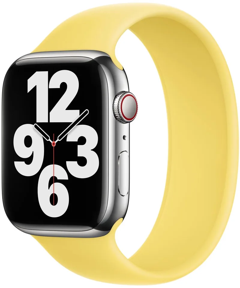 Siliconen solobandje voor de Apple Watch | 44/45/46/49 mm - Maat 8 - Lemon Zest by Apple in Yellow, Size 8 (175 mm – 180 mm) – product photo