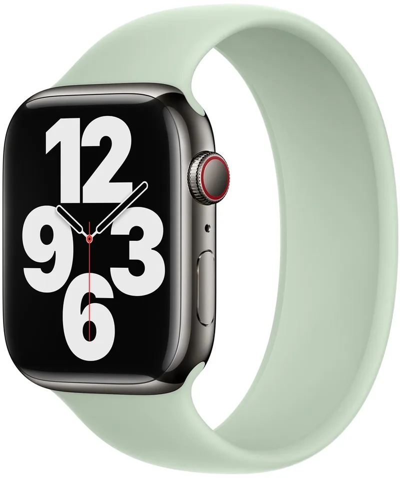 Siliconen solobandje voor de Apple Watch | 44/45/46/49 mm - Maat 9 - Mineral Green by Apple in Mintgroen, Size 9 (181 mm – 186 mm) – product photo