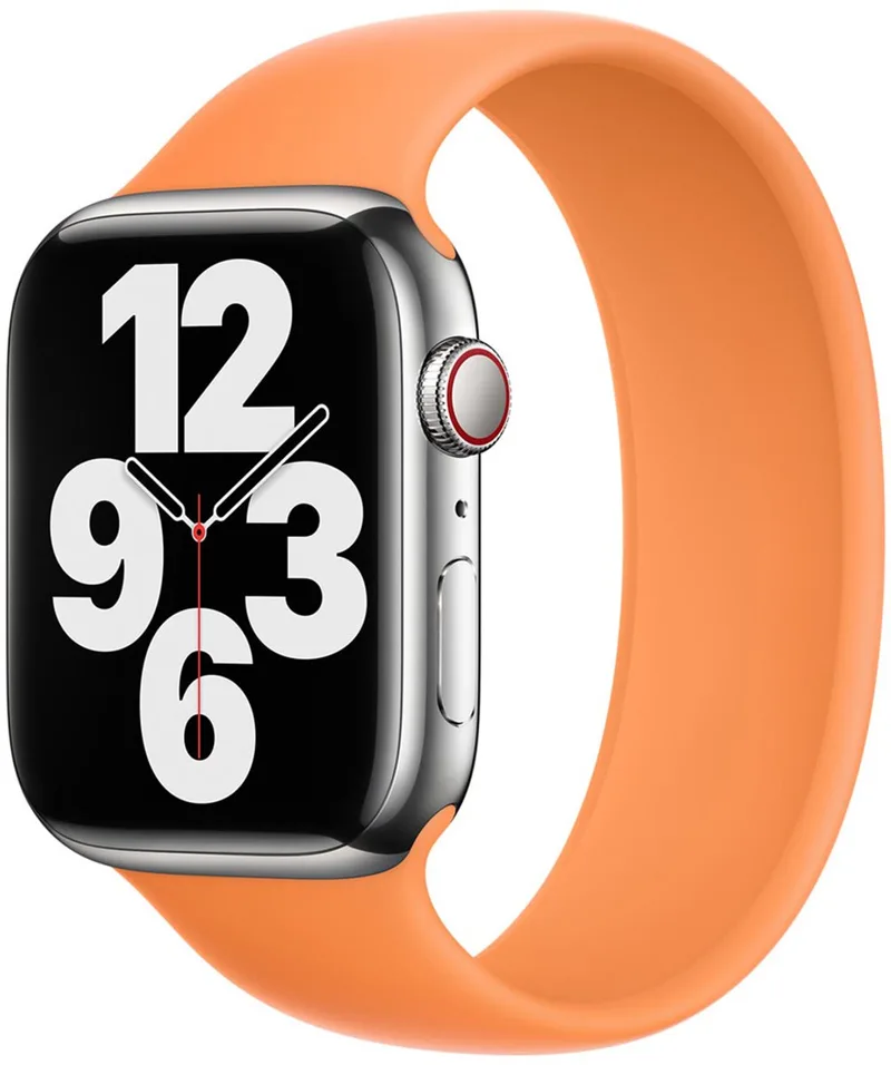 Siliconen solobandje voor de Apple Watch | 44/45/46/49 mm - Maat 9 - Marigold by Apple in Yellow, Size 9 (181 mm – 186 mm) – product photo