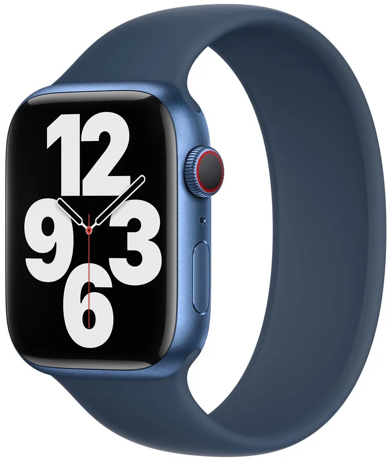 Siliconen solobandje voor de Apple Watch | 44/45/46/49 mm - Maat 4 - Abyss Blue de Apple en Bleu foncé, Size 4 (151 mm – 156 mm) – photo produit