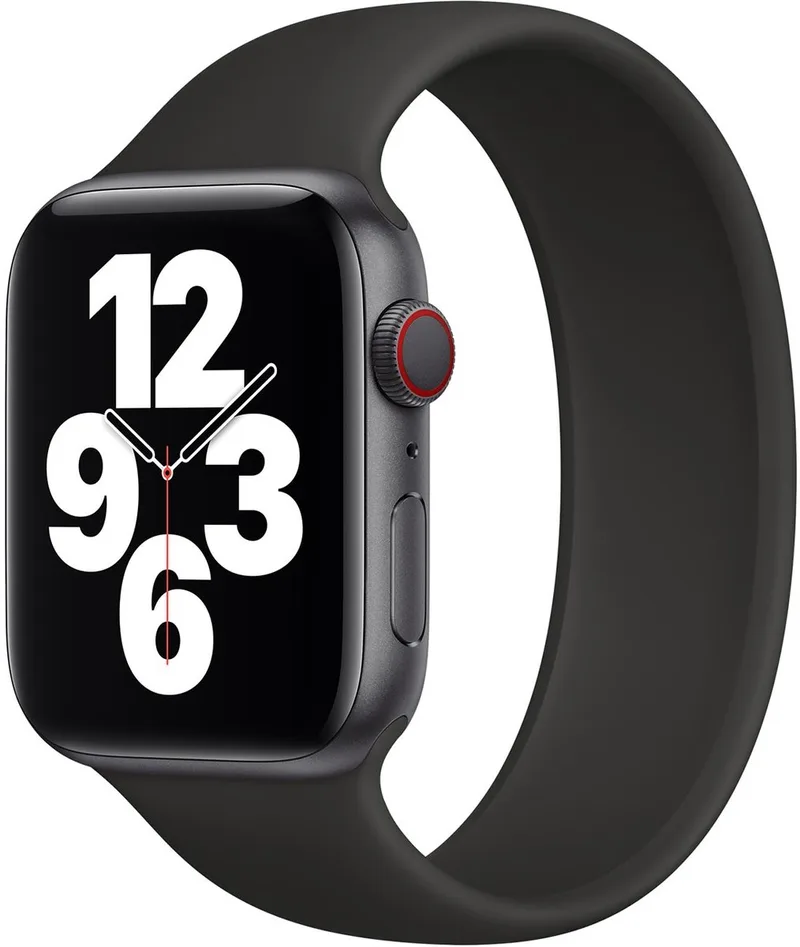 Siliconen solobandje voor de Apple Watch | 44/45/46/49 mm - Maat 9 - Zwart by Apple in Black, Size 9 (181 mm – 186 mm) – product photo