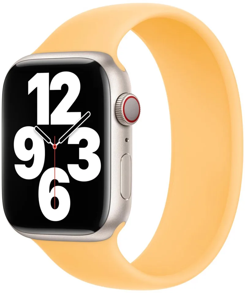 Siliconen solobandje voor de Apple Watch | 44/45/46/49 mm - Maat 9 - Sunglow by Apple in Yellow, Size 9 (181 mm – 186 mm) – product photo