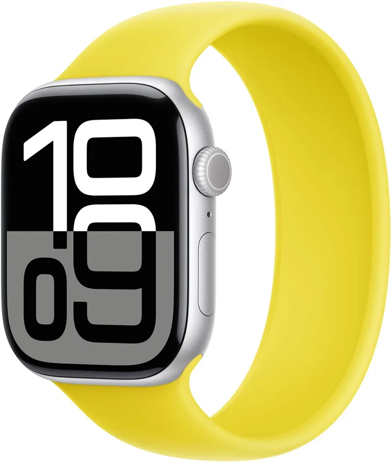 Siliconen solobandje voor de Apple Watch | 44/45/46/49 mm - Maat 9 - Star Fruit by Apple in Yellow, Size 9 (181 mm – 186 mm) – product photo