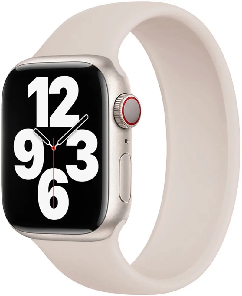 Siliconen solobandje voor de Apple Watch | 44/45/46/49 mm - Maat 8 - Starlight by Apple in White – product photo