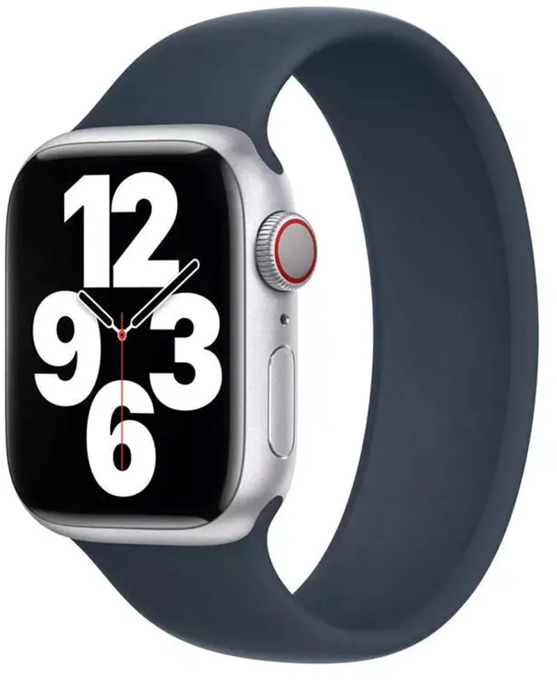 Siliconen solobandje voor de Apple Watch | 44/45/46/49 mm - Maat 9 - Storm Blue by Apple in Blue, Size 9 (181 mm – 186 mm) – product photo