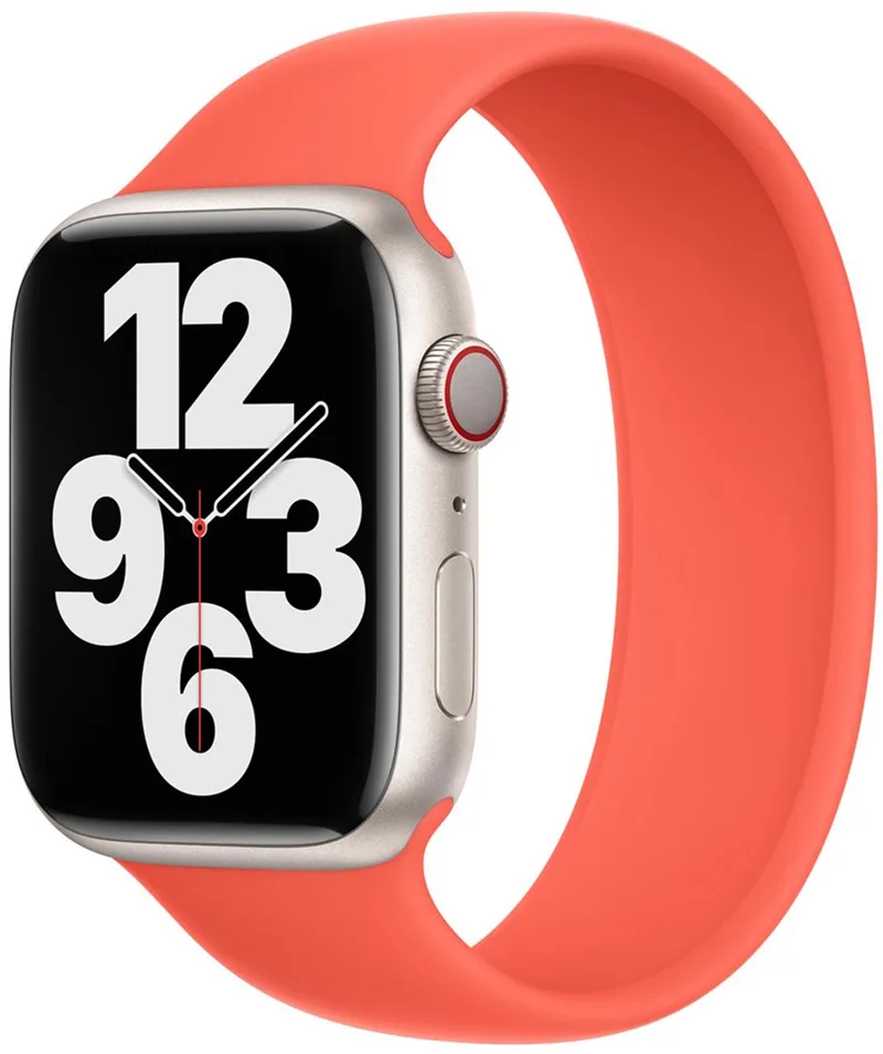 Siliconen solobandje voor de Apple Watch | 44/45/46/49 mm - Maat 9 - Nectarine by Apple in Orange, Size 9 (181 mm – 186 mm) – product photo