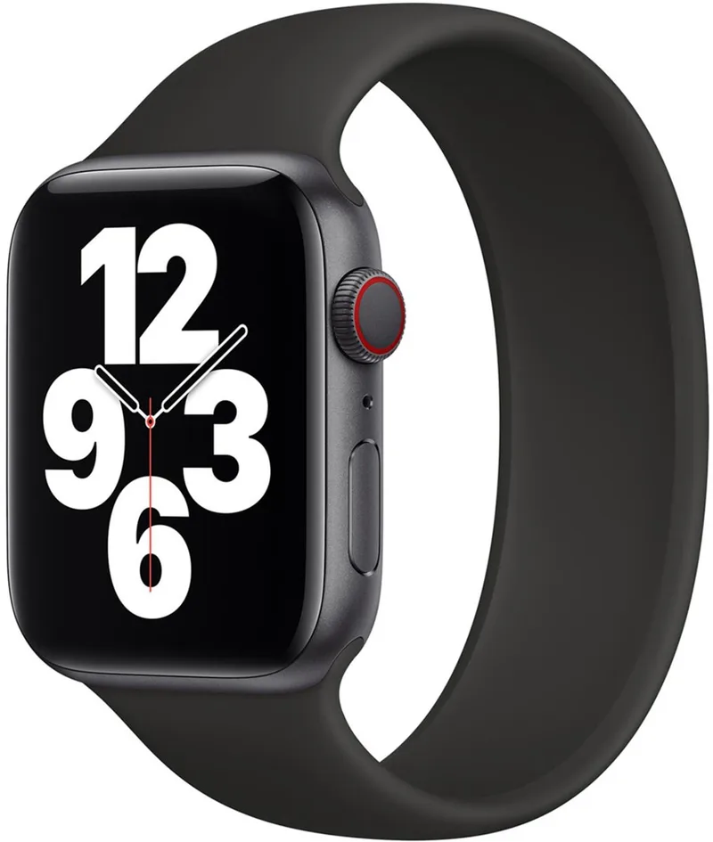 Siliconen solobandje voor de Apple Watch | 44/45/46/49 mm - Maat 12 - Zwart by Apple in Black, Size 12 (199 mm – 206 mm) – product photo