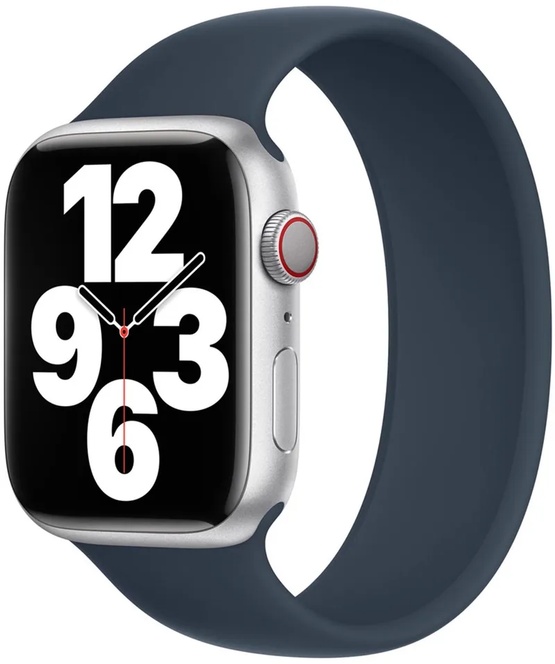 Siliconen solobandje voor de Apple Watch | 44/45/46/49 mm - Maat 7 - Storm Blue by Apple in Blue, Size 7 (169 mm – 174 mm) – product photo