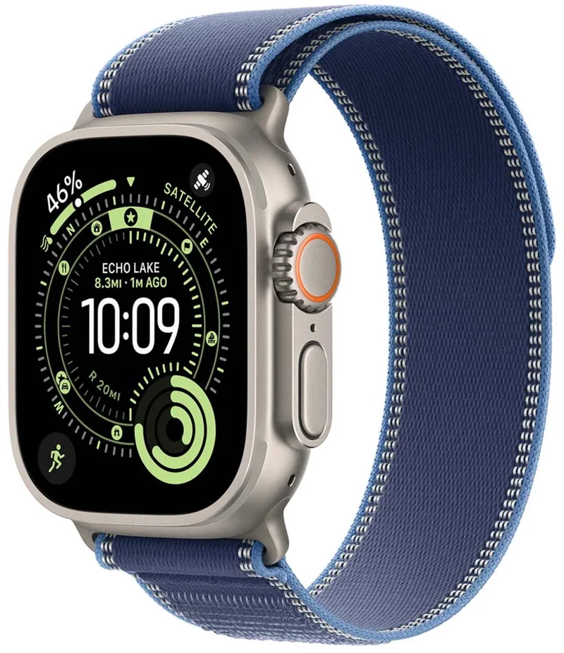 Trail Loop Band voor de Apple Watch | 44/45/46/49 mm - Maat M/L - Blue / Bright Blue Black Titanium von Apple in Blauw – M, L – Produktfoto
