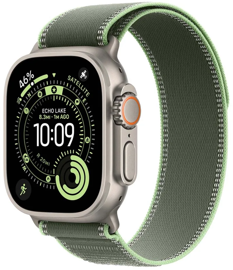 Trail Loop Band voor de Apple Watch | 44/45/46/49 mm - Maat M/L - Neon / Green Natural Titanium från Apple i Neon – M, L – produktbild