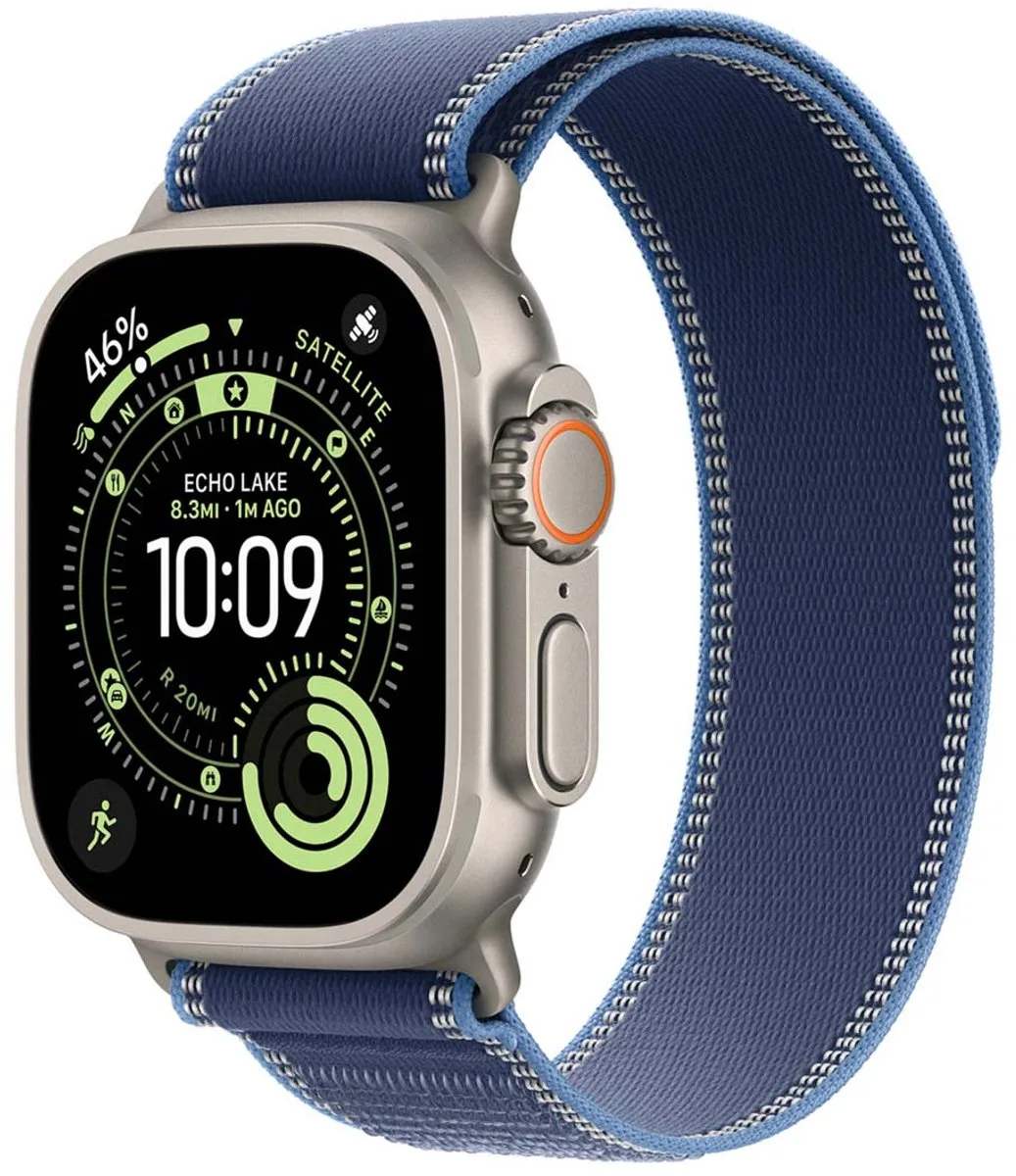 Trail Loop Band voor de Apple Watch | 44/45/46/49 mm - Maat S/M - Blue / Bright Blue Black Titanium von Apple in Blauw – S, M – Produktfoto