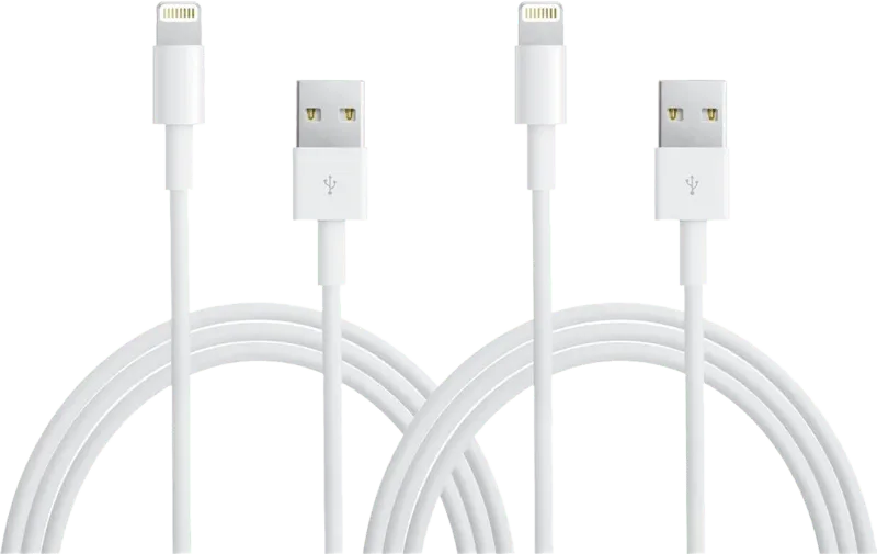 Usb A naar Lightning Kabel 1m Kunststof Wit Duopack van Apple – productfoto