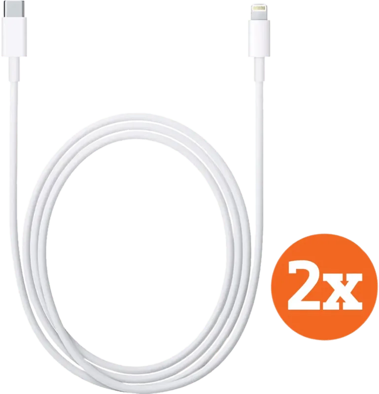 Usb C naar Lightning Kabel 1m Kunststof Wit Duopack van Apple – productfoto