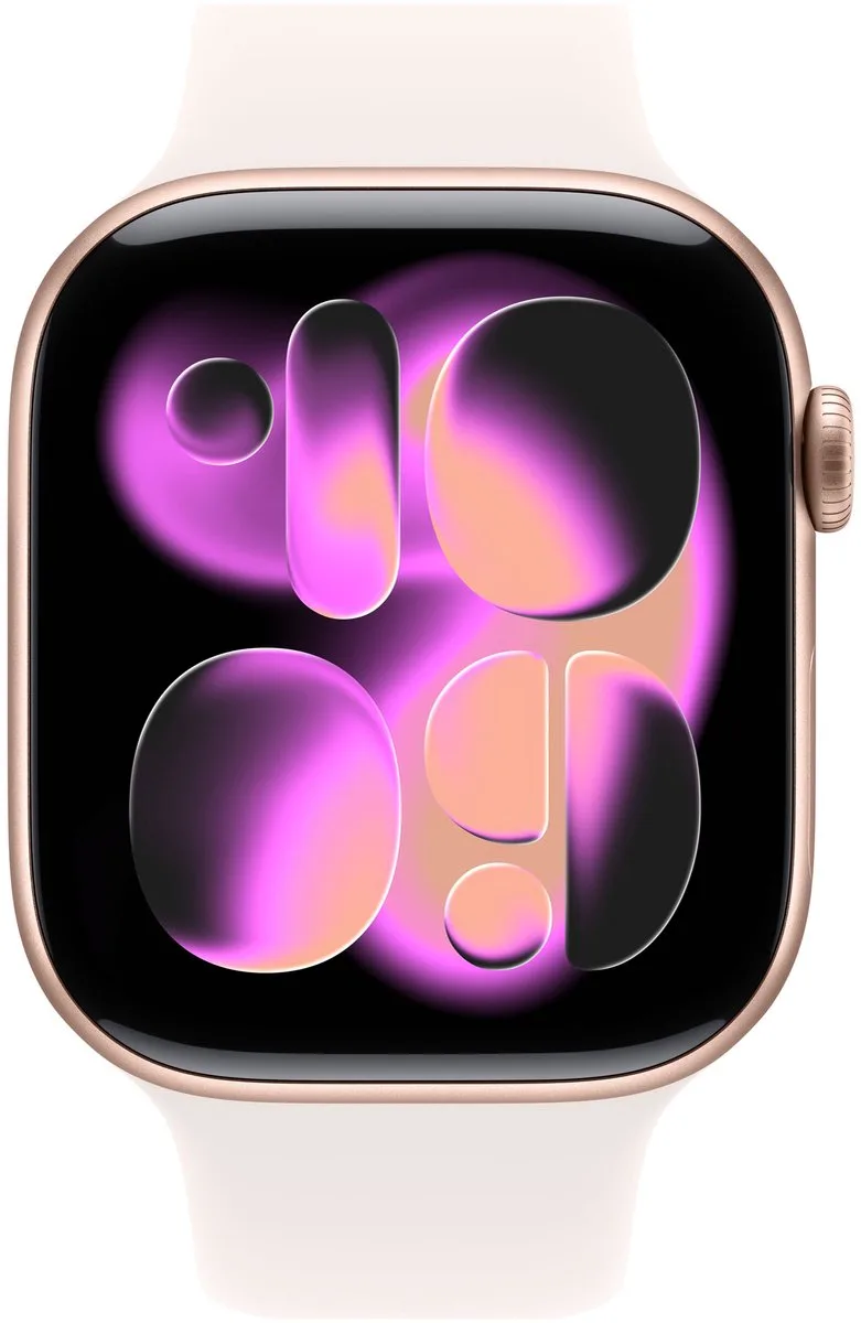 Watch 11 - Wifi - 46mm - Rose Goudkleurig Aluminium Case with Light Blush Sport Band - S/M de Apple en Rose Gold – S, M – photo produit
