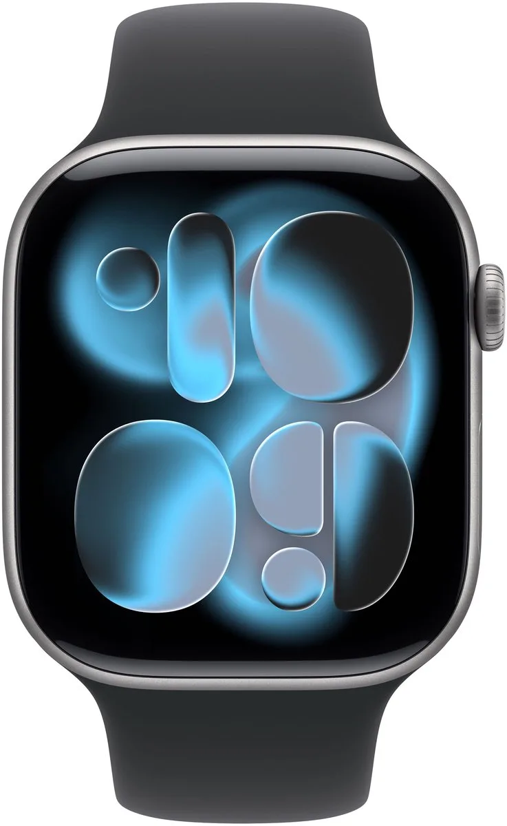 Watch 11 - Wifi - 46mm - Space Grey Aluminium Case with Black Sport Band - M/L by Apple in Grey – M, L – product photo
