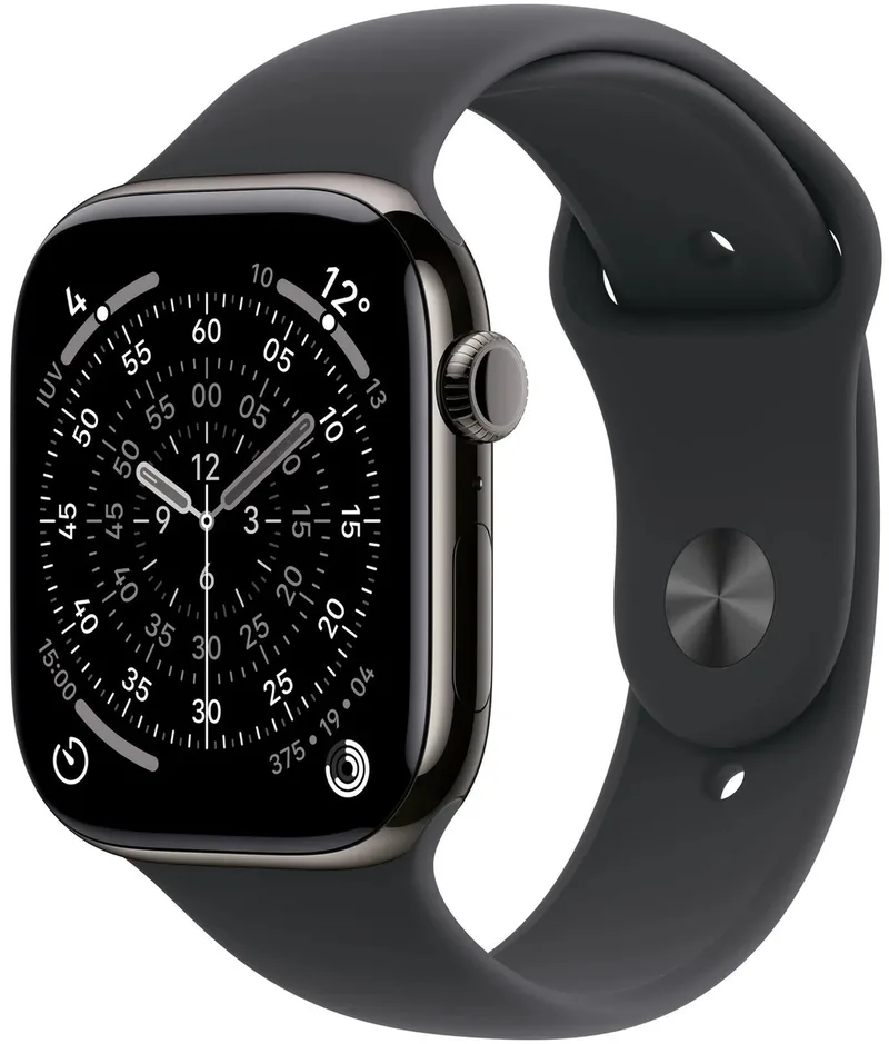 Watch 11 - Wifi + 5G - 46mm - Slate Titanium Case with Black Sport Band - S/M by Apple in Black – S, M – product photo