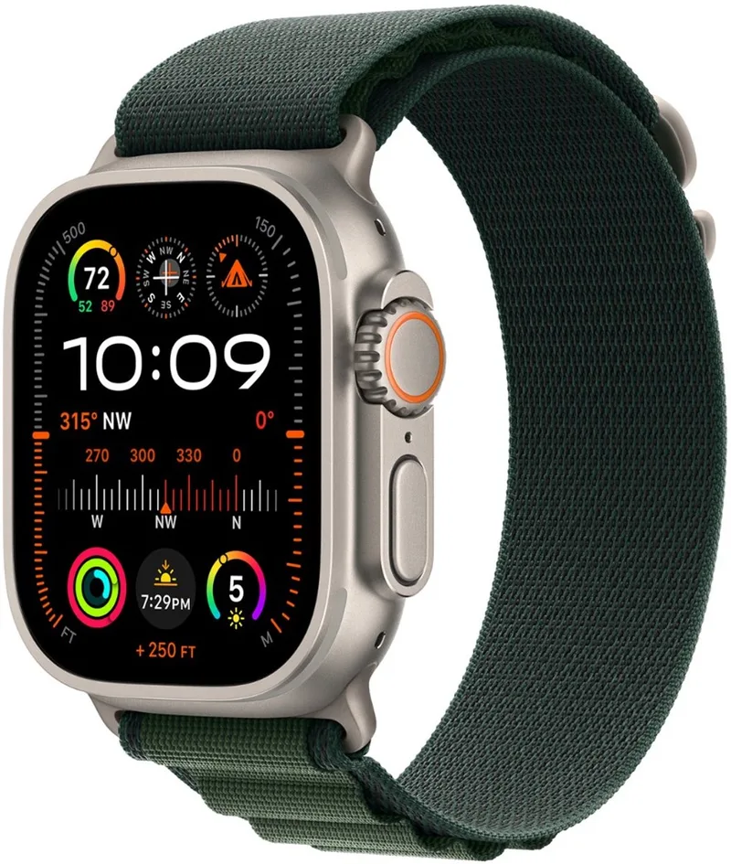 Watch 49mm Alpine Loop - S - Black Titanium Finish - Dark Green van Apple in Dark Green – S – productfoto